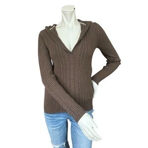 Y2K Old Navy Brown Cable Knit Pullover Hooded Sweater Bella Swan Size Medium